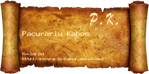Pacurariu Kabos névjegykártya